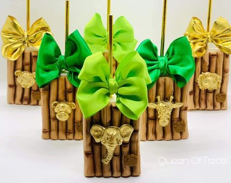 Safari Theme Rice Crispy Treats, Lion King Rice Crispy Treats, Green Rice Crispy Treats, Brownies Decorados, Jungle Book Party, Gourmet Candy Apples, Rice Treats, Safari Cookies, Carousel Party