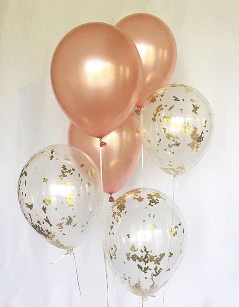 Balloons Rose Gold, Filling Balloons, Engagement Announcements, Bach Bash, Rose Gold Bridal Shower, Glitter Balloons, Clear Balloons, Shower Rose, 21 Birthday