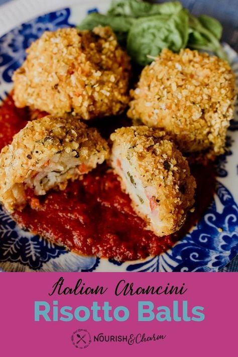 Risotto Balls, Arancini Balls, Rice Balls Recipe, Gluten-Free Arancini Arancini Balls Recipes, Italian Arancini, Arancini Balls, Risotto Balls, Arancini Recipe, Gluten Free Holiday Recipes, Gluten Free Cake Recipe, Italian Recipes Dessert, Deep Frying