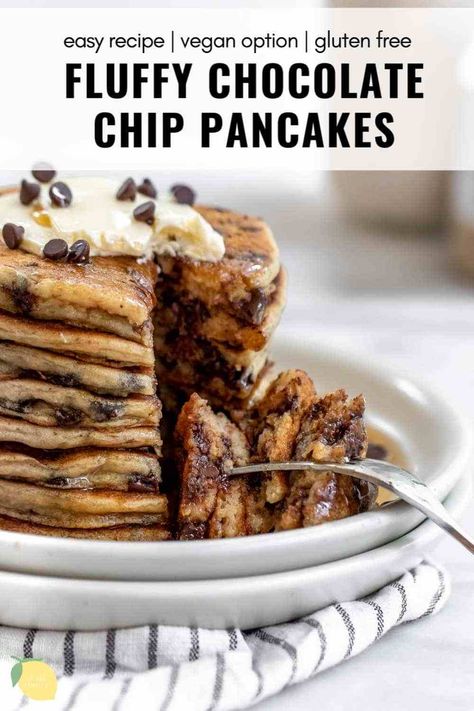 Chocolate Chip Pancake Recipe, Healthy Pancakes Easy, Fluffy Gluten Free Pancakes, Chocolate Chip Pancake, Mill Flour, Chocolate Chip Pancakes Recipe, Gluten Free Chocolate Recipes, Dairy Free Pasta, Dairy Free Treats