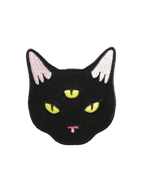 All the mysteries of the universe will be revealed by this three-eyed cat patch! Well, actually, we can't guarantee that. But it looks cool. And that's what is important. Iron it on your jacket, and voilà, you're one hip cat lover!<br><ul><li style="list-style-position: inside !important; list-style-type: disc !important">Polyester</li><li style="list-style-position: inside !important; list-style-type: disc !importa... Three Eyed Cat, Interesting Drawings, Patch Collection, Cat Patch, Eye Logo, Felt Crafts Diy, Cool Patches, Alien Art, Halloween Nail Designs