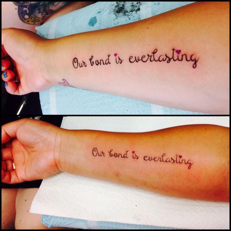 Mother&daughter tattoo "our bond is everlasting" Mother Daughter Tattoo, Daughter Tattoo, Bff Tattoos, Mother Daughter Tattoos, Sister Tattoos, Tattoos For Daughters, Life Savers, Mother Daughter, Cool Tattoos