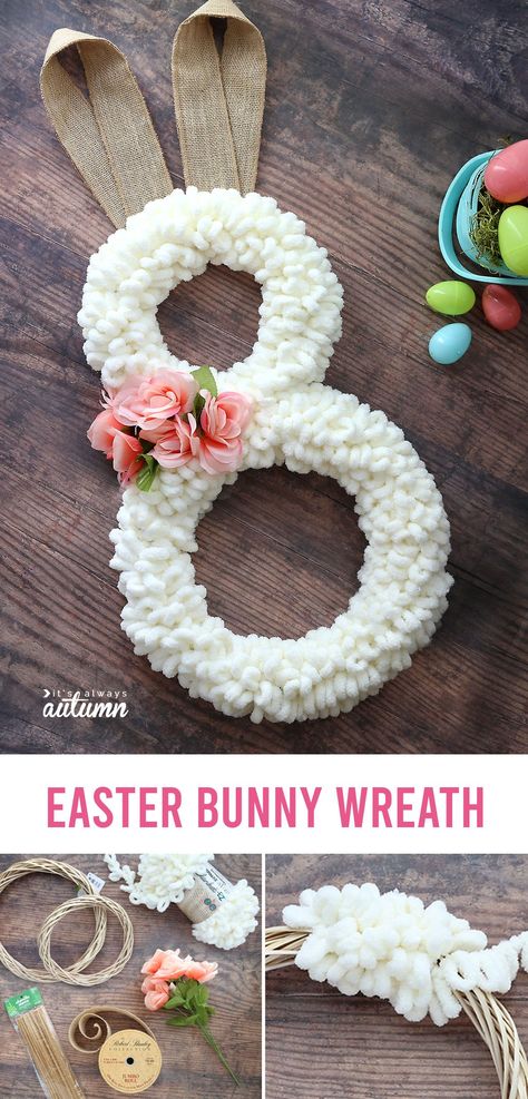 Dollar Store Wreath, Craft For Adults, Easter Craft Projects, Easter Crafts For Adults, Wreath Frames, Easter Wreath Diy, Easter Craft Decorations, Easy Easter Crafts, Easter Bunny Crafts