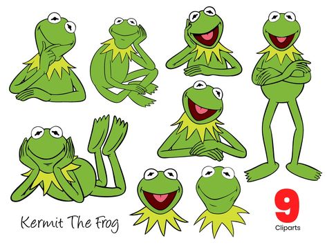 9 Kermit The Frog SVG Cut Files | Sesame Street Kermit Vector ClipArt's Download Sapo Kermit, Frog Svg, Mickey Mouse Clipart, Kermit Meme, Cute Emoji Combinations, Walt Disney Characters, Frog Tattoos, Christmas Props, Frog Drawing