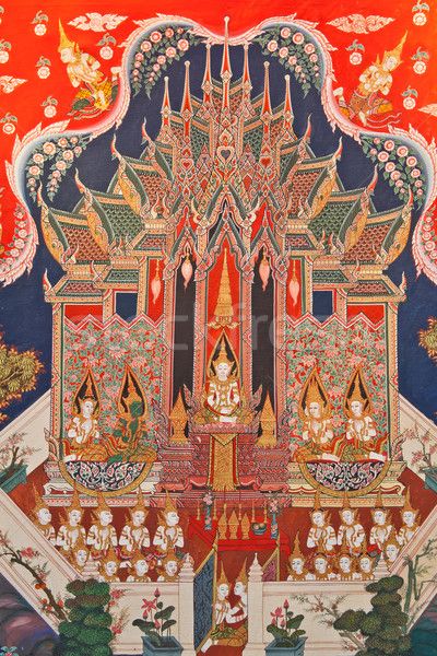 Thai Art Painting, Thai Architecture, Thai Temple, Cambodian Art, Thailand Art, Thailand Holiday, Religious Painting, Ganesha Art, Thai Art