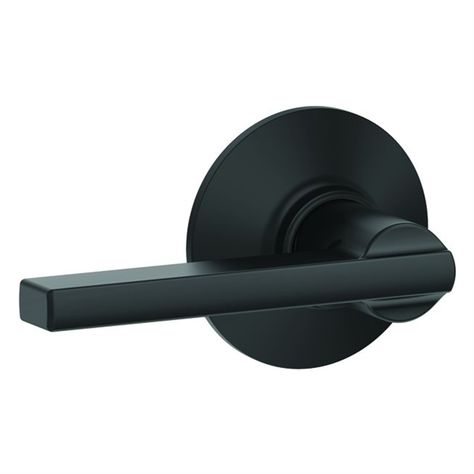 Shop Schlage   Latitude Matte Black Passage Door Lever at Lowe's Canada. Find our selection of door levers at the lowest price guaranteed with price match + 10% off. House Improvement, Door Handle Sets, Black Door, Door Lever, Doors And Hardware, Interior Door Handles, Beautiful Spaces, Door Levers, Black Doors