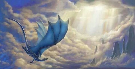 Blue dragon in flight Dragon Flying, Inheritance Cycle, Cool Dragons, Dragon Rider, Dragon Pictures, White Dragon, Dragon Artwork, Blue Dragon, Mythological Creatures