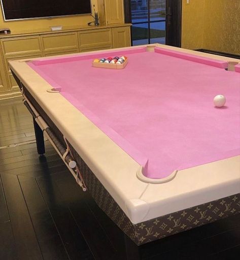 Pool Table Aesthetic, Billiards Aesthetic, Pink Pool, Pool Room, Dream Mansion, Baby Pink Aesthetic, Office Room Decor, New York Apartment, Barbie Dream House