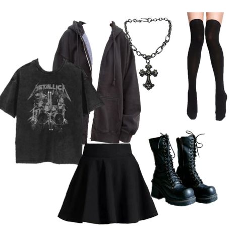 2000s Goth Aesthetic, Mall Goth Clothes, Grunge Outfits Black, Mall Goth Outfits, Goth Grunge Outfits, Goth Outfit Ideas, Grunge Outfit, Aesthetic Grunge Outfit, Outfits Polyvore