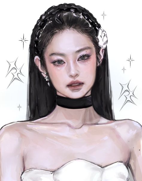 Jennie Digital Art, Jennie Drawing, Manga Watercolor, Pop Illustration, Graphic Design Cards, Best Anime Drawings, Kpop Drawings, 캐릭터 드로잉, Art Drawings Sketches Creative