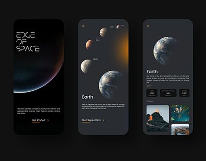 Moon Website, Universe App, Planet App, Ux Design Mobile, Adobe Illustrator Graphic Design, Banner Design Inspiration, Ui Design Website, Food Web, App Design Inspiration