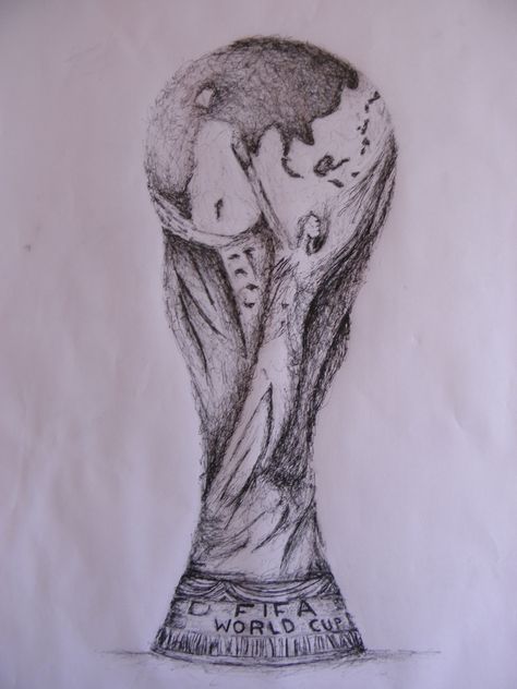 World cup trophy! World Cup Trophy Drawing, Trophy Sketch, World Cup Drawing, Rugby World Cup Trophy, Trophy Drawing, Monoprint Ideas, World Cup Draw, Soccer Trophy, Mens World