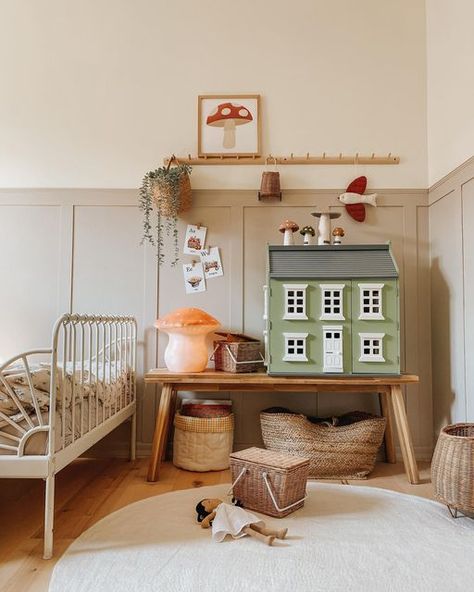 Sibling Room, Scandinavian Kids Rooms, Kids Rooms Inspo, Boy Nursery Themes, Themed Kids Room, Cool Kids Bedrooms, Olli Ella, Toddler Boys Room, Mushroom Print