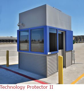 Security Guard Kiosk | Technology Protector II by B.I.G. Security Cabin Design Architecture, Security Post Design Architecture, Security Post Design, Guard House Design, Pos Jaga, Pos Satpam, Guard Booth, Security Booth, Security Post