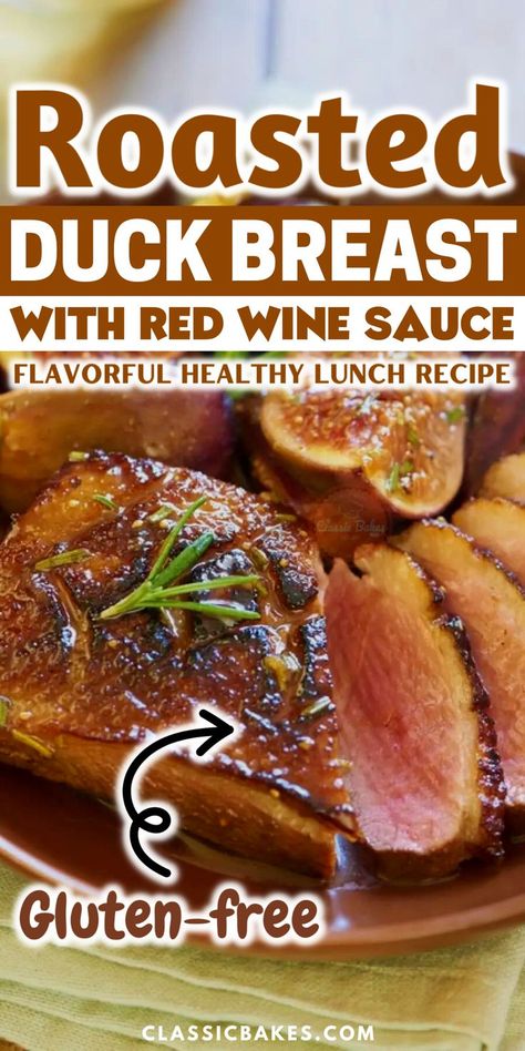 Duck Breast Sauce, Goose Breast Recipe, Roasted Duck Recipes, Roasted Duck Breast, Duck Breast Recipe, Goose Recipes, Roasted Duck, Duck Breast, Red Wine Sauce