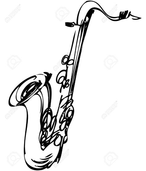 Saxaphone Sketch Tattoo, Sax Tattoo, Saxophone Tattoo, Brass Musical Instruments, Black Lives Matter Art, Jazz Art, Music Illustration, Music Painting, Tenor Saxophone