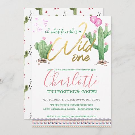 Are you loving the Cactus and Succulent trend hitting the party and home decor scene lately? I sure am!   I love how versatile this theme is. It’s perfect for any age birthday, fiesta, bridal shower or even a day with the girlfriends!  Add your custom wording to this design by using the "Edit this design template" boxes on the right hand side of the item, or click the blue "Customize it" button to arrange the text, change the fonts and colours and to also add additional information or images to Cactus First Birthday, First Birthday Card, Glamping Party, Baby Stella, First Birthday Cards, Cactus Party, Card Party, Idea Style, Watercolor Gifts