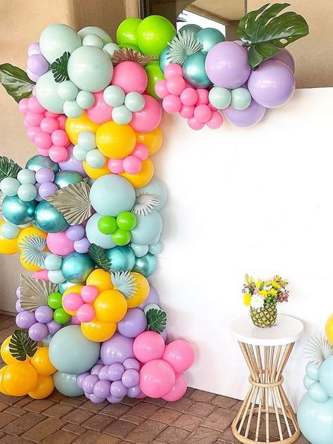 Balloon Arch Multicolor, Multi Color Balloon Decoration, Yellow Balloon Arch, Colorful Balloon Arch, Balloon Inspiration, Balloons Art, Balloon Business, Balloon Arch Kit, Balloon Garland Diy