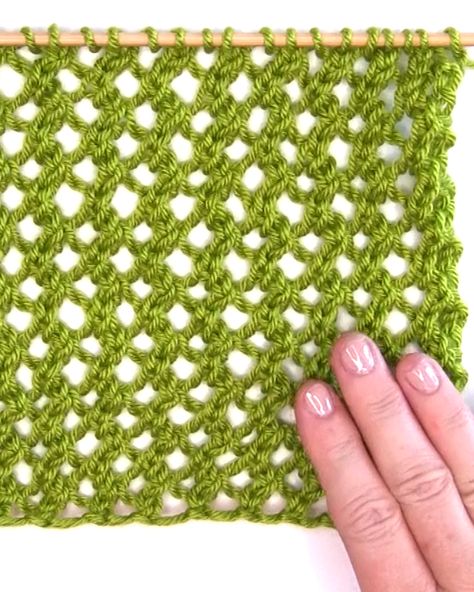 This easy Mesh Lace Knitting Stitch Pattern is a vintage texture that creates an airy fabric for dishcloths, market bags, and shawls. This pattern’s alternating eyelets are easily memorizable in a four-row repeat. Get your free printable knitting pattern for both flat and in-the-round projects below. My lesson includes a video tutorial for extra help to enjoy knitting it up! Knit Stitch Patterns Texture, Eyelet Lace Pattern, Lace Knitting Stitches, Knit Collage, Studio Knit, Simply Knitting, Knitting Patterns Free Scarf, Baby Sweater Knitting Pattern, Lace Knitting Patterns