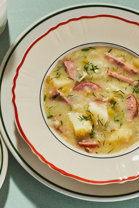 White Borscht, Borscht Recipe, Borscht Soup, Sour Soup, Nyt Cooking, Peeling Potatoes, Sourdough Bread, Stick Of Butter, A Bowl