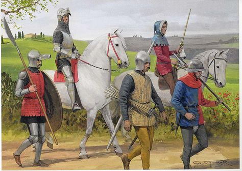 Italian knights - illustration of Graham Turner English Knights, Century Armor, Historical Warriors, Early Modern Period, Wars Of The Roses, Historical Armor, Late Middle Ages, Armadura Medieval, On Horseback