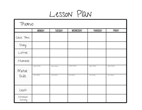 Blank Preschool Lesson Plan Template Toddler Lesson Plans Template, Preschool Weekly Lesson Plans, Teacher Lesson Plans Template, Pre K Lesson Plans, Curriculum Template, Blank Lesson Plan Template, Daycare Lesson Plans, Weekly Lesson Plan, Preschool Lesson Plan Template