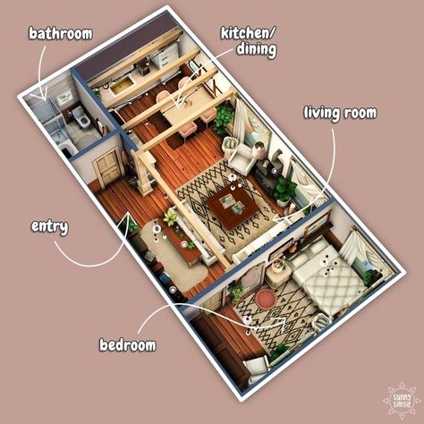 Sims 4 Floor Plans Apartment, Cozy Apartment Layout, Cozy Apartment Sims 4, Sims 4 1310 21 Chic Street Layout, Sims 4 1 Bedroom Apartment, Sims 4 Apartment Layout Eco Lifestyle, Weird Apartment Layout, Sims 4 One Bedroom Apartment, Sims 4 21 Chic Street