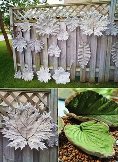 Cement Leaves, Taman Diy, Concrete Leaves, Tanaman Pot, Jardim Diy, Cement Garden, Cement Diy, Concrete Diy Projects, Cement Art