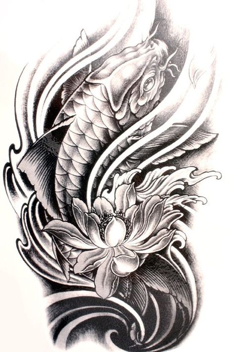 diseño tatuaje de pez coi Pez Koi Tattoo, Tato Geisha, Tato Irezumi, Tattoo Japonais, Tato Phoenix, Koi Dragon Tattoo, Karp Koi, Tato Maori, Japanese Koi Fish Tattoo