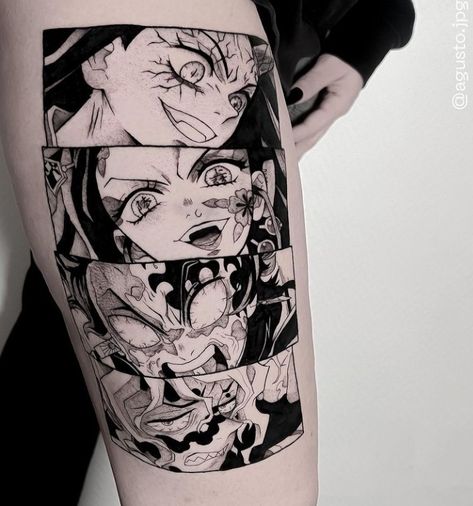 Half Sleeve Tattoo Stencils, Leg Sleeve Tattoos, Leg Tattoo Ideas, Slayer Tattoo, Spartan Tattoo, Dragon Tattoo For Women, Manga Tattoo, Demon Tattoo, Japan Tattoo Design