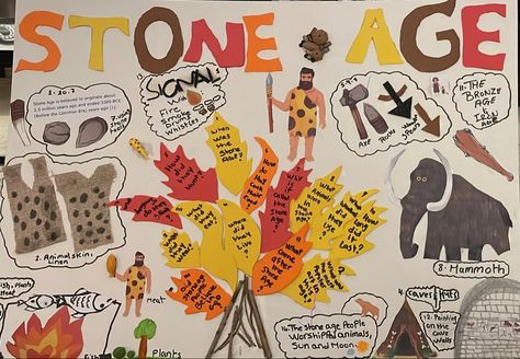 Stone Age Year 3, School Display, School Displays, Year 5, Year 3, Stone Age, Art Ideas, Education, History