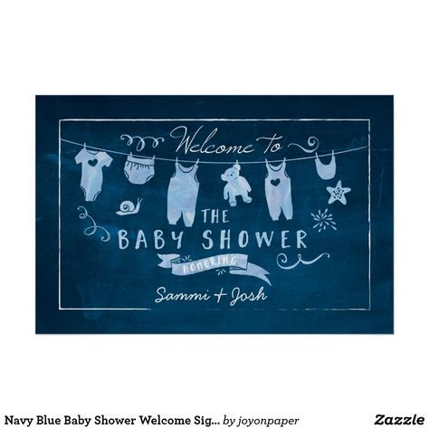 Navy Blue Baby Shower Welcome Sign Poster Welcome your guests to your baby shower shower with a custom watercolored sign. Baby Chalkboard Signs, Baby Shower Chalkboard, Baby Shower Vintage, Chalkboard Lettering, Shower Welcome Sign, Fun Signs, Baby Shower Welcome Sign, Blue Baby Shower, Baby Shower Fun