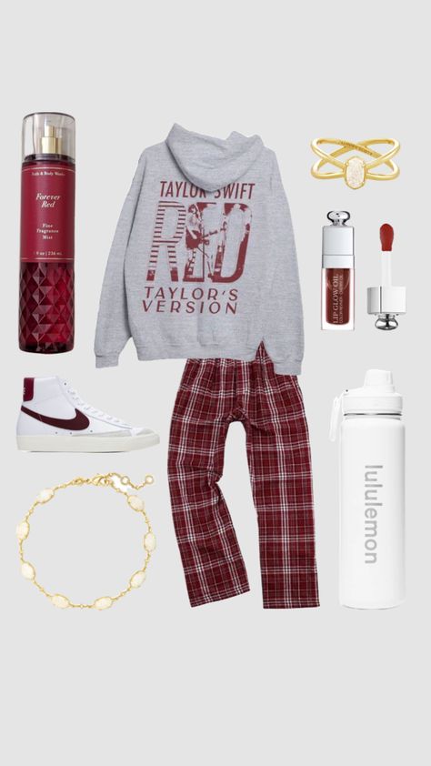 Red Comfy Outfit Aesthetic, Red Comfy Outfit, Outfit Shuffles, Basic Girl Outfit, Cute Christmas Outfits, Taylor Swift Outfits, Outfit Layout, Cute Lazy Day Outfits, Cute Lazy Outfits