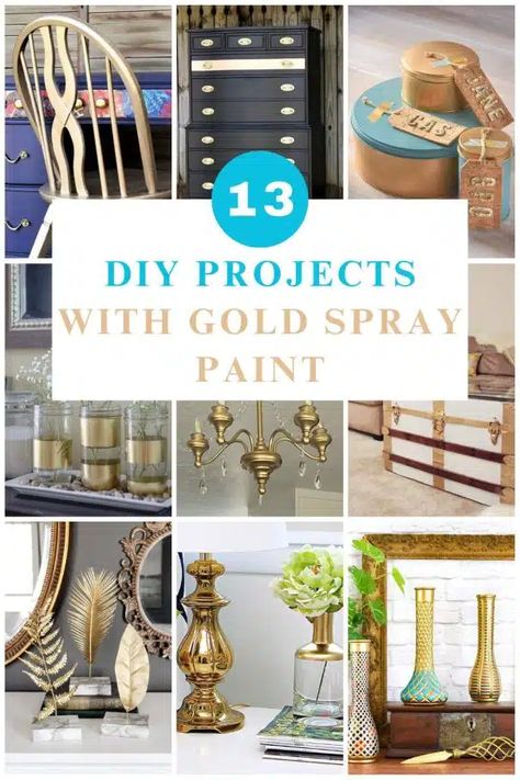 Paint Decor Ideas, Gold Spray Paint Diy, Best Gold Spray Paint, Spray Paint Mason Jars, Metallic Gold Spray Paint, Striped Furniture, Paint Makeover, Spray Paint Furniture, Spray Paint Projects