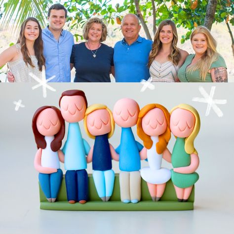 Clay Portrait, Polymer Clay People, Clay Painting, Portrait Gifts, Clay People, Clay Artist, Miniature Portraits, Clay Figurine, Family Crafts