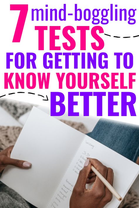 Title text says 7 mind-boggling tests for getting to know yourself better. These is an image of a woman holding a paper with a list on it. She's holding a pencil as well. Authentic Happiness Test, Positive Psychology Activities For Adults, Personality Quizzes Psychology, Psychology Quizzes, Personality Tests Psychology, Printable Personality Test, Mental Health Quiz, Meyers Briggs Personality Types, Myers Briggs Personality Types Quiz Free