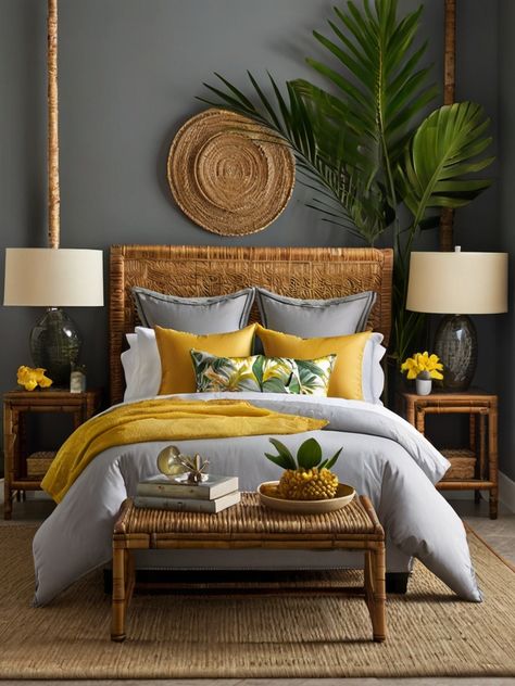 15 Inspiring Grey and Yellow Bedroom Ideas to Brighten Your Space Grey And Yellow Bedroom Ideas, Yellow Boho Bedroom, Mustard And Grey Bedroom, Purple And Yellow Bedroom, Grey And Yellow Bedroom, Gray Bed Set, Yellow Gray Bedroom, Yellow Bedroom Ideas, Yellow Bedroom Decor