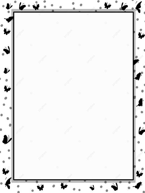 Butterfly Wave Dot Black And White Silhouette Border Simple Cartoon Hand Drawn Original Background White With Border Background, Black Boarder Frame, Black Boarder Designs Frames, Black And White Boarder Designs, White Page Borders Design, Frame Border Design Aesthetic Black, Page Borders Design Black And White, Black And White Page Borders, Portrait Border Design