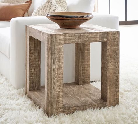 Reclaimed Wood Side Table, Rectangular Side Table, Wood Side Table, Lake Havasu, Reclaimed Pine, Cocoa Brown, Salvaged Wood, Side Table Wood, Pottery Barn Teen