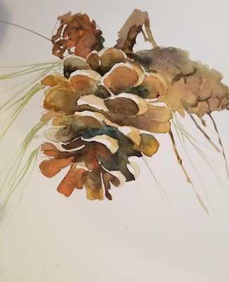 Pine Cone Painting, Cone Painting, Buddhist Art Drawing, Winter Watercolor, Watercolor Lessons, Diy Watercolor Painting, Watercolor Projects, Fall Watercolor, Watercolor Paintings Tutorials