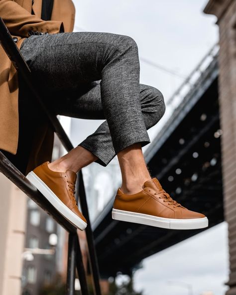 GREATS — Premium Sneakers on Instagram: “The simplest way to elevate your outfit? Upgrade your footwear for the season. 🍂 (link in bio to shop)” Minimalistic Sneakers, Outfit Upgrade, Brown Shoes, Nice Style, Sneaker Men, Mens Style, Brown Shoe, Mens Casual, Mens Casual Outfits