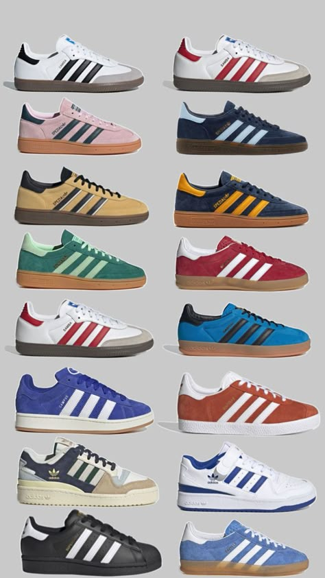 Contains : adidas spezials , gazelles , forums , campus , superstars , sambas . #adidas #adidasshoes Adidas Gazelle Outfit, Heels Ideas, Sandals Design, Samba Shoes, Woman Sandals, Dr Shoes, Amazing Woman, Shoe Wishlist, Adidas Sneakers Women