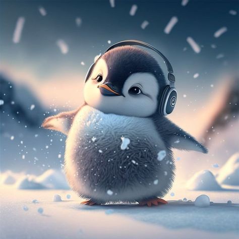 Penguin In Snow, Animated Penguin, Cute Penguin Cartoon, Penguin Wallpaper, Penguin Cartoon, Locomotive Engine, Cartoon Penguin, Baby Animal Drawings, Spirit Animal Art