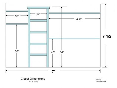 Budget Curtains, Diy Closet Organizer, Closet Organizer Plans, Diy Closet System, Closet Dimensions, Bedroom Remodeling, Closet Redo, Closet Measurements, Closet Diy