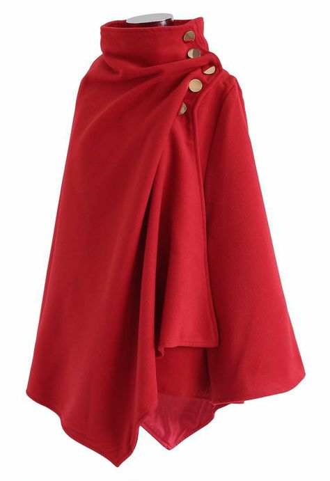 Single Shoulder Cape, Magician Outfit Aesthetic, Wizard Clothes Character Design, Red Fantasy Outfit, Types Of Capes, Cape Reference, Dnd Clothes, Half Cape, Dnd Outfits