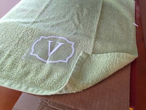 V HTV decal on towel Hand Towels Diy, Silhouette School Blog, Monogrammed Bath Towels, Monogrammed Hand Towels, Personalized Bath Towels, Washing Towels, Cricut Cuttlebug, Diy Towels, Diy Monogram