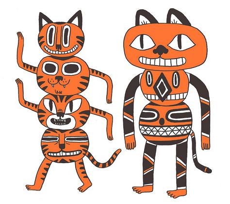 Totem Cats Jack Teagle, Cat Totem, Creepy Paintings, Ancient Celts, Storybook Art, Handmade Clay Jewelry, Print Inspiration, Web Designer, Holiday Art