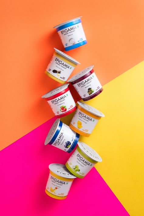 Yogurt Packaging Design Inspiration, Yogurt Photography Product, Flavored Yogurt, Yogurt Brands, Dairy Packaging, Juice Ad, Yogurt Packaging, Yogurt Dessert, Protein Yogurt