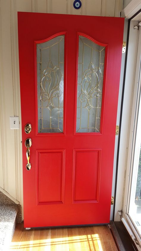 Positive Red Sherwin Williams Sherwin Williams Positive Red, Red Front Door Paint Color, Sherwin Williams Front Door Colors, Sherwin Williams Front Door, Red Kitchen Cabinets, Best Front Door Colors, Black Front Door, Outdoor Painting, Red Front Door