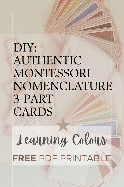 A great DIY Montessori toy for your Montessori playroom- Print out a free PDF and learn how to make authentic Montessori Nomenclature 3-Part Color cards for homeschooling your child and teach them all about colors and their names. Follow me for more fun Homeschool Activities for kids and toddlers! Montessori Flashcards Free Printable, Fun Homeschool Activities, Montessori Printables Free, Homeschooling Activities, Diy Montessori Toys, Montessori Printables, Diy Montessori, Montessori Playroom, Montessori Education